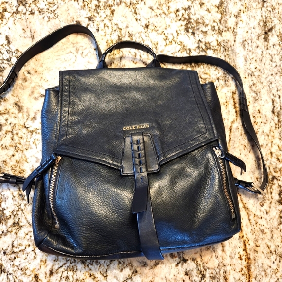 Cole Haan Leather Backpack Felicity Black Purse Handbag Excellent Condition